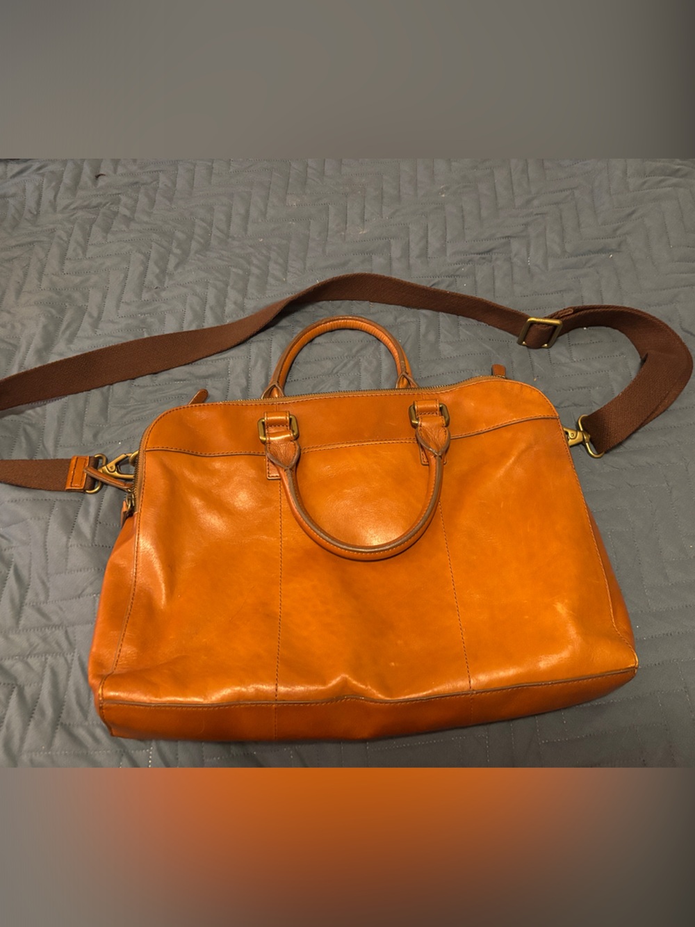 Fossil Leather Laptop Bag in light Brown